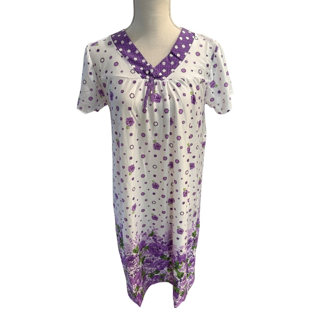 Lati Fashion Floral Nightgown‎ Grandmacore Lounger Dress Purple M